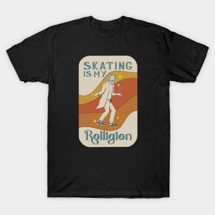 "Skating is my Rolligion" Jesus on Roller Skates T-Shirt